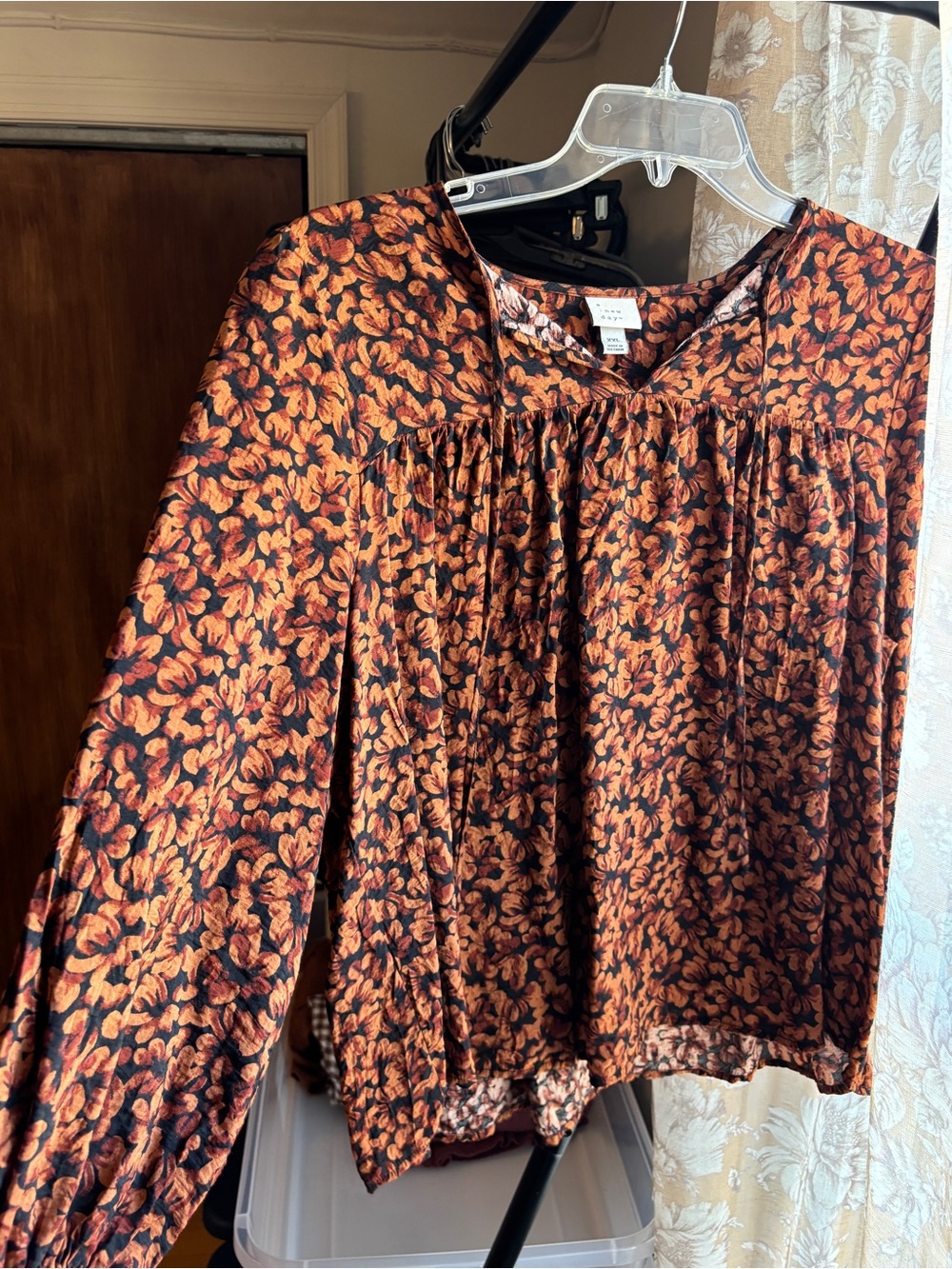 EUC A New Day Floral Tie Front Boho Peasant Blouse | Women’s Plus XXL - Picture 7 of 16